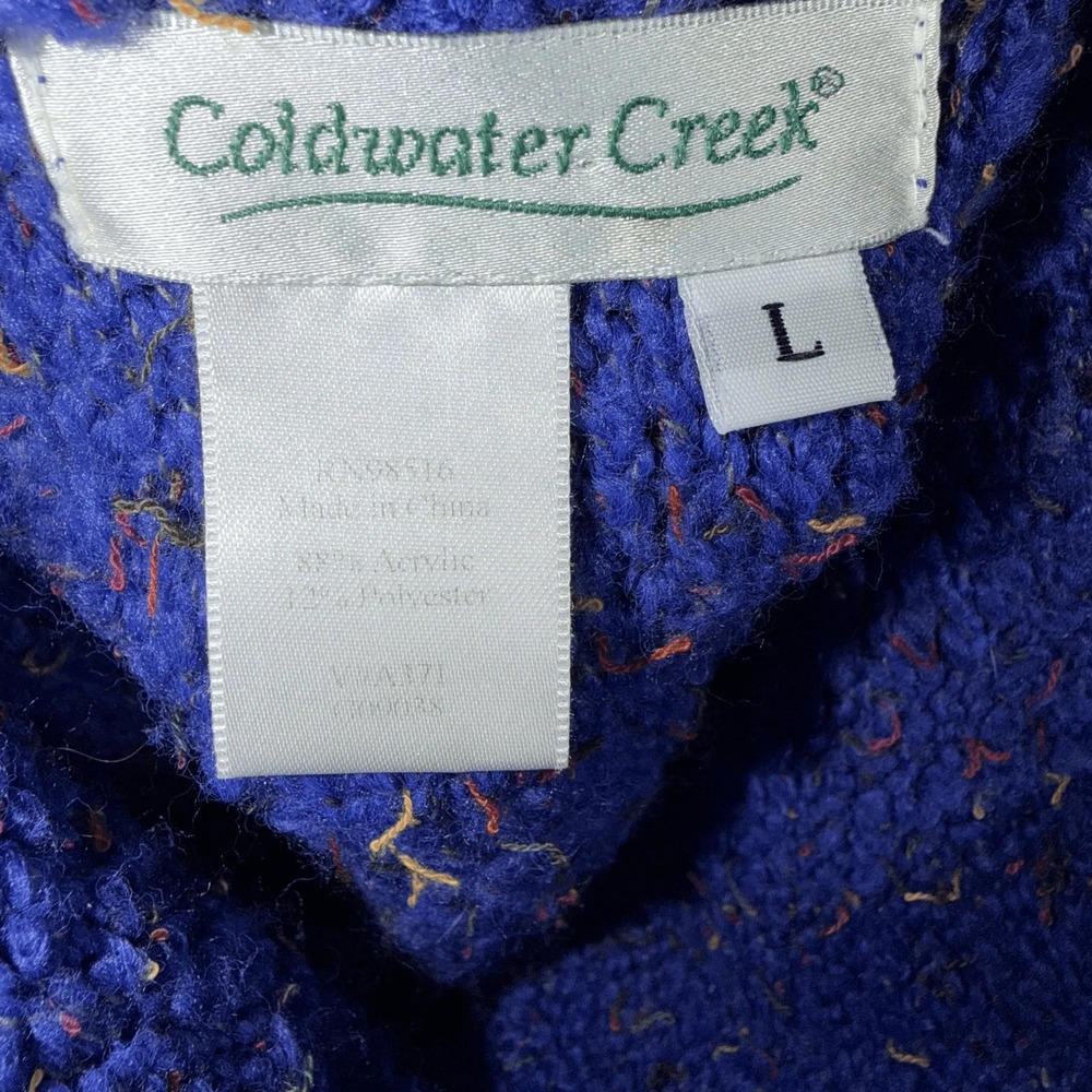 Coldwater Creek Womens Sweater L Blue Cowl Neck Pullover Long Sleeve Boucle Knit - Picture 2 of 5